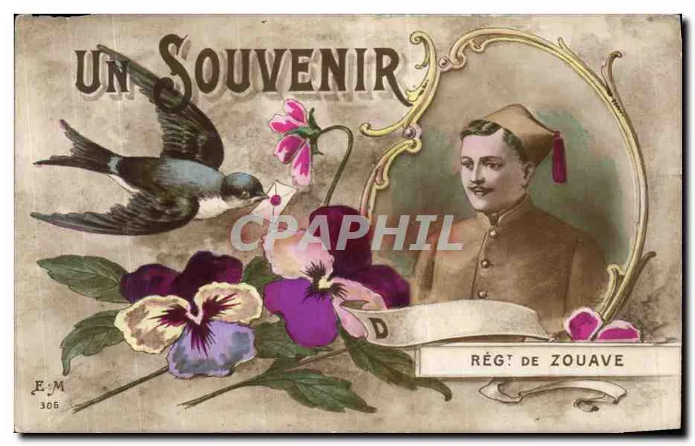 Ein Andenken — Zouave-Regiment — Verleger E.M. Nr. 306 - Vorderseite