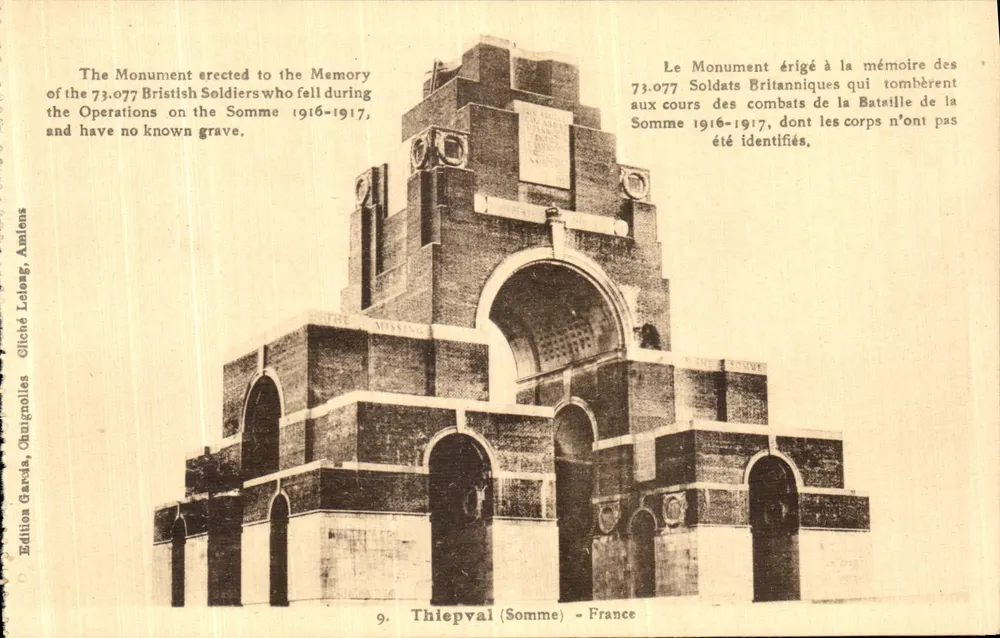 Thiepval (Somme) - Frankrijk — Gedenkmonument — Uitgave Lelos, Amiens - Voorkant