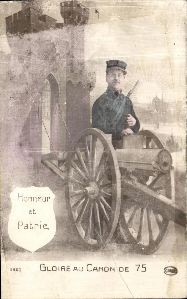 Soldat vor dem 75-mm-Granatwerfer — Verlag CIRCLO, n° 4440 - Vorderseite
