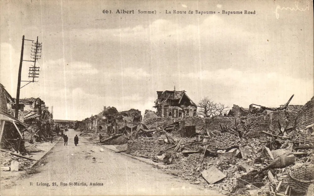 Albert Somme) - A Estrada de Bapaume - Bapaume Road — R. Lelong, 21, Rue St-Martin, Amiens, n°662 - Frente