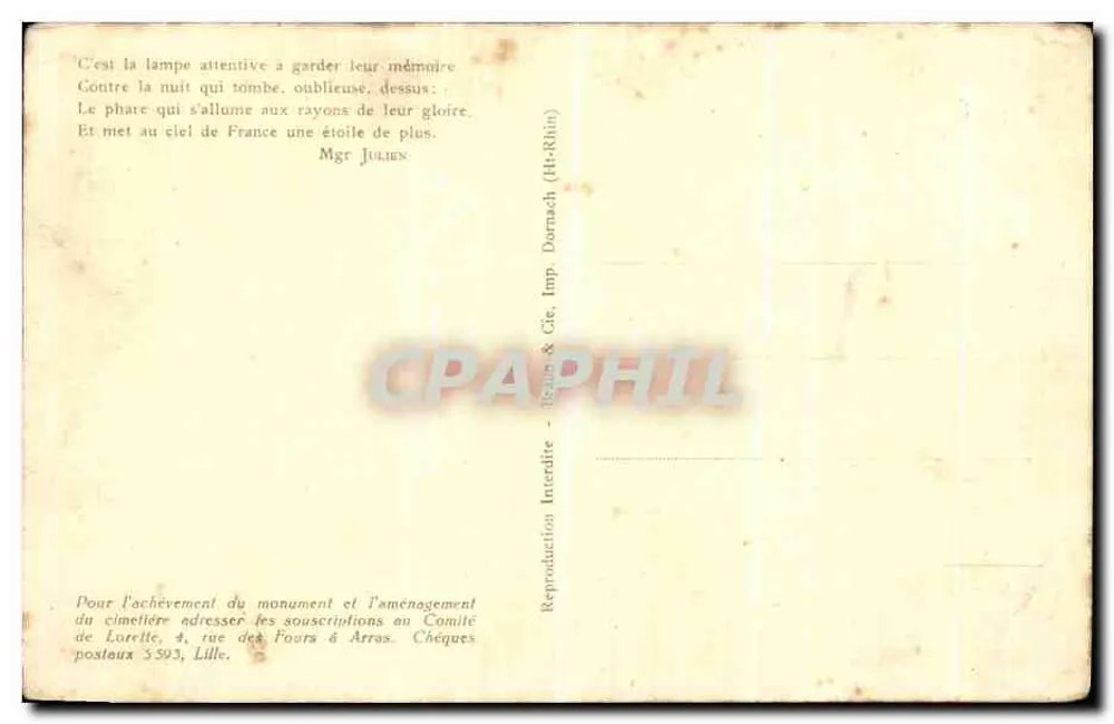 N.-D. de Lorette — Vue de la tour — Imp. Dornach & Cie - Verso