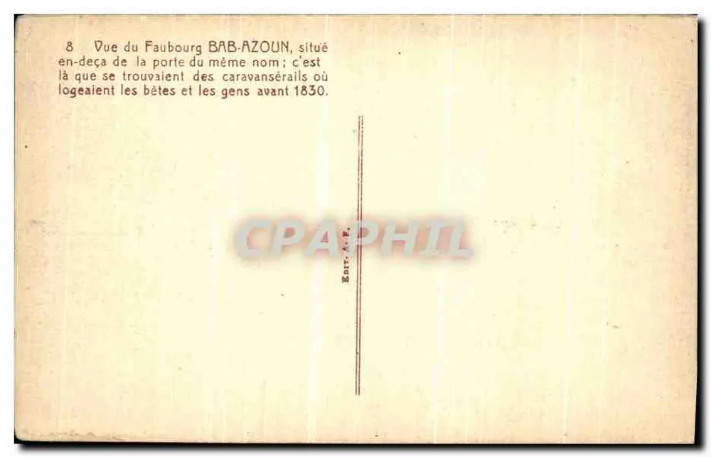 Vista do Faubourg BAB-AZOUN — antes de 1830 — Editor A. F. (nº 8) - Verso