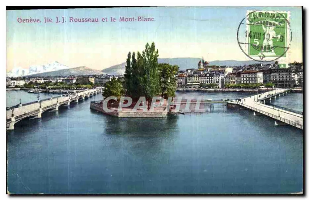 Genf. J.J. Rousseau und der Mont-Blanc. — Verlag: Schweizerische Gesellschaft der Modernen Galerien, Nummer nicht sichtbar. - Vorderseite