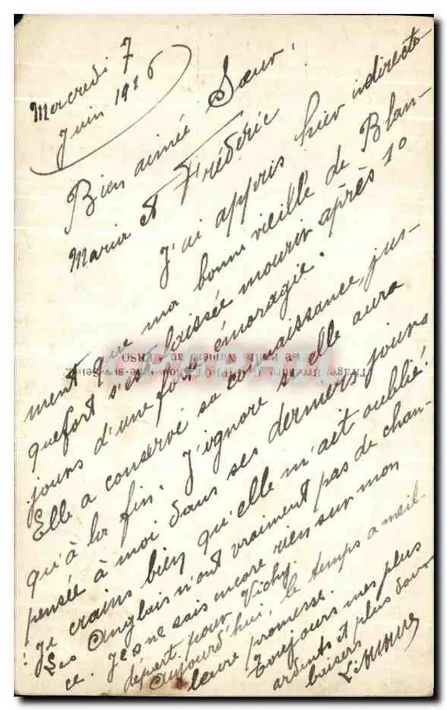 Werbekarte für Pinard Extra Wein — Correspondence der Armee — Verlag L'Immuir, Nr. 346 - Rückseite