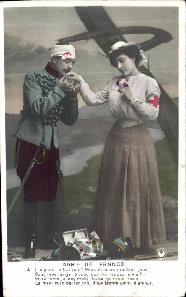 Frau von Frankreich — Kriegsszene mit Krankenschwester und Soldat — Verlag Croissant, Paris, Nr. 3289 - Vorderseite