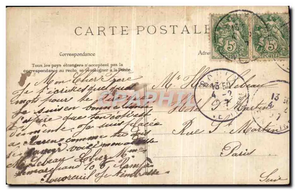 Frau in schwarzer Hut mit Blumenstrauß — E.L.D. Nr. 4145 - Rückseite