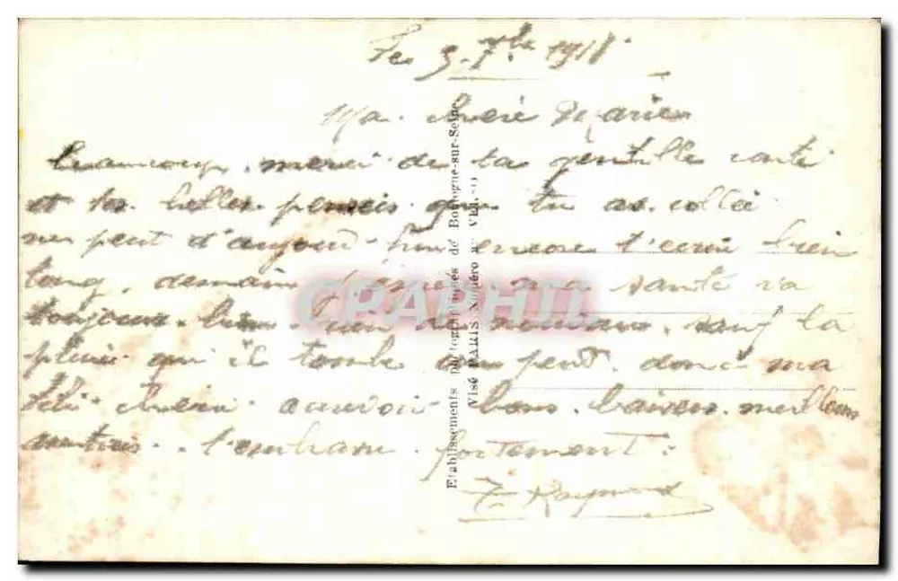 Soldado em uniforme verde — cartão postal sentimental — DIX PARIS 1158 - Verso