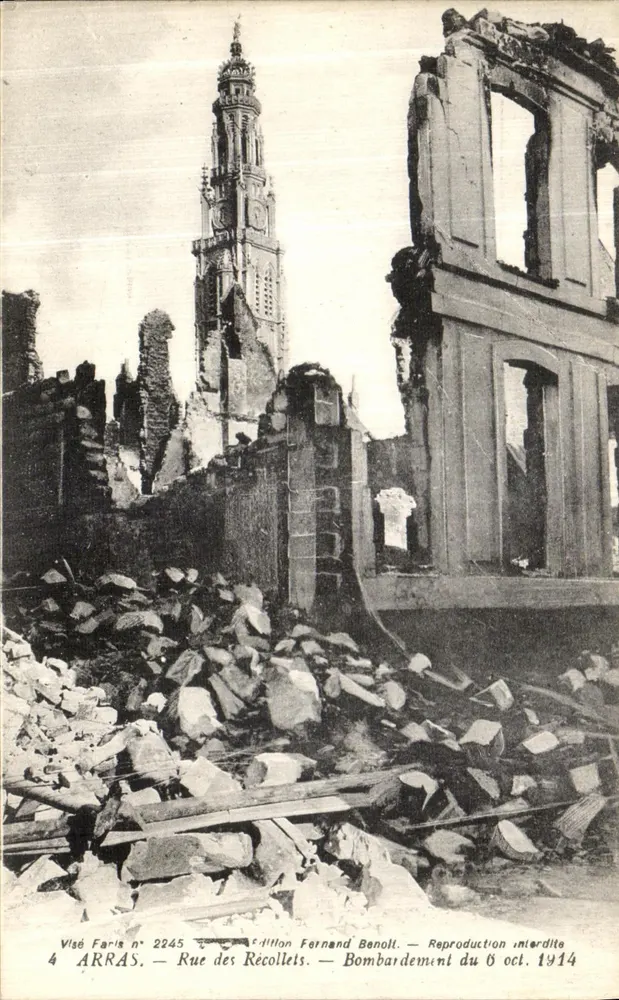 Arras — Rue des Récollets — Bombardement du 6 oct. 1914 — Édition Fernand Benoll - Vorderseite