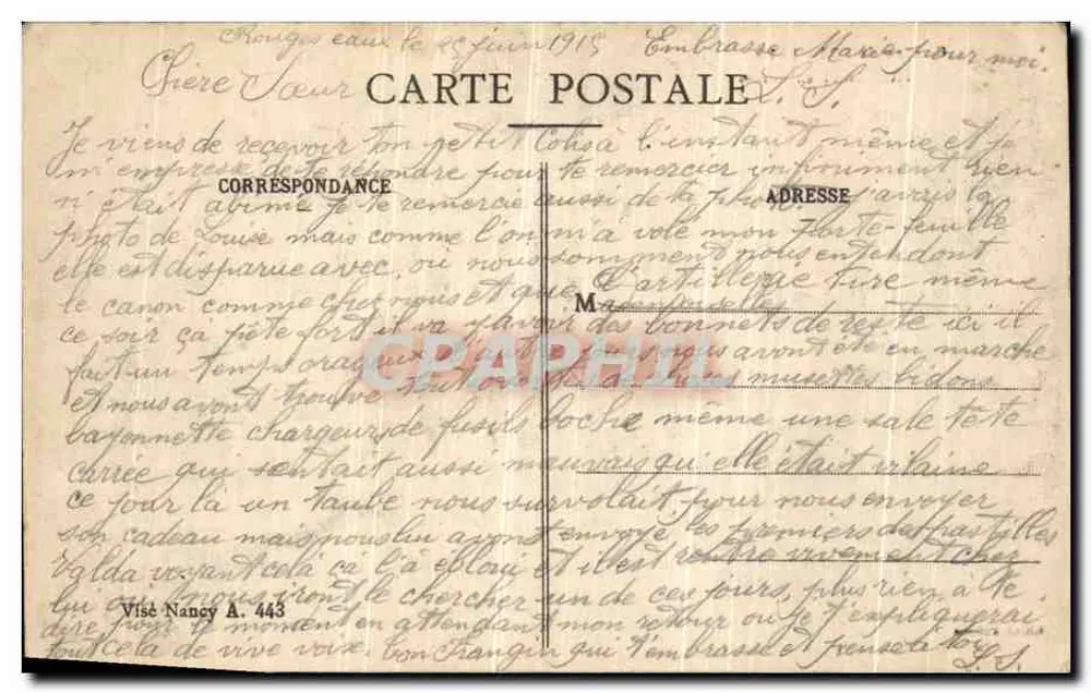 Baccarat in den Ruinen — Krieg 1914-1915 — Cliché Autolins - Rückseite
