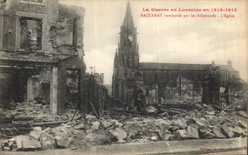 Baccarat - La iglesia bombardeada por los alemanes - La guerra en Lorena en 1914-1915 - Anverso