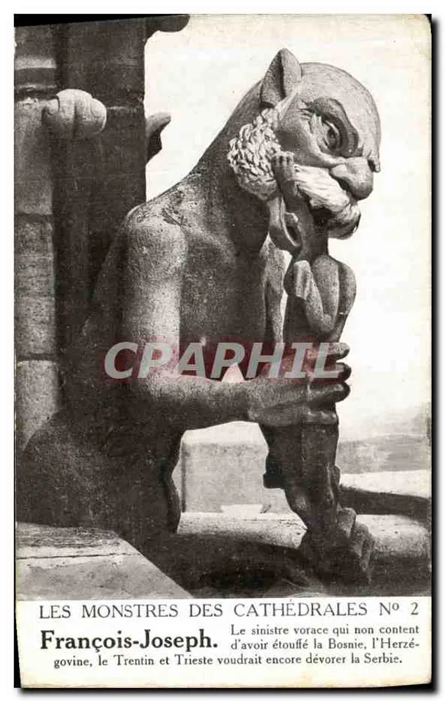 Gargouille — statue de François-Joseph tenant un enfant — Les Monstres des Cathédrales N° 2, Édition Lorraine - Vorderseite