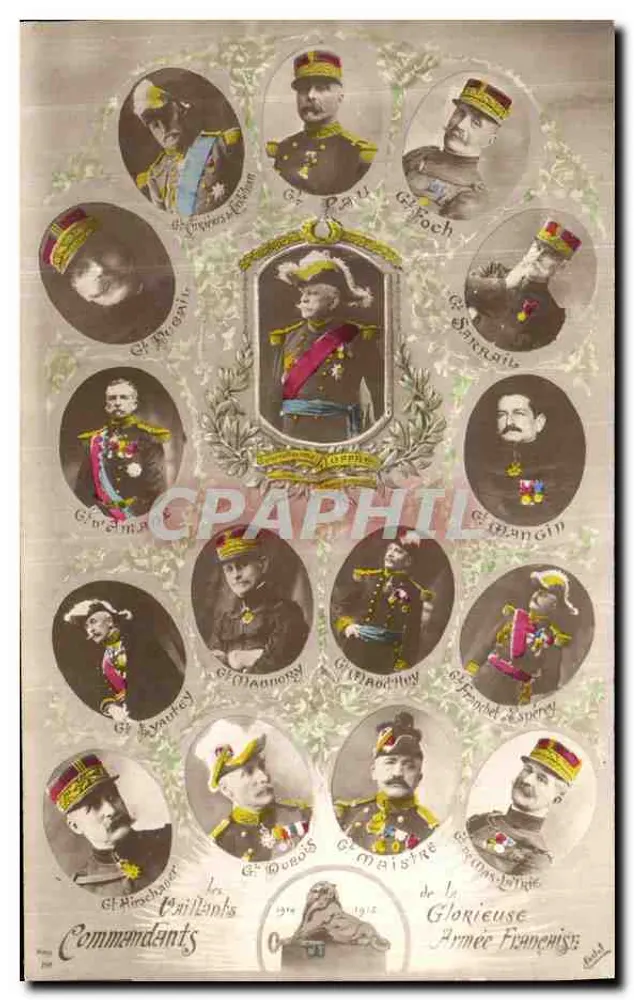 Os Comandantes das Gloriosas Forças Francesas — 1914 — Editor não identificado - Frente
