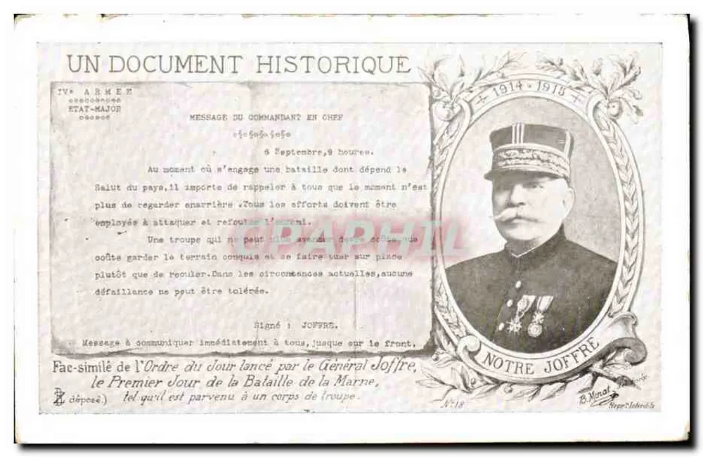 Général Joffre — Message du Commandant en Chef — Éditeur B. Ninal, n°18 - Vorderseite