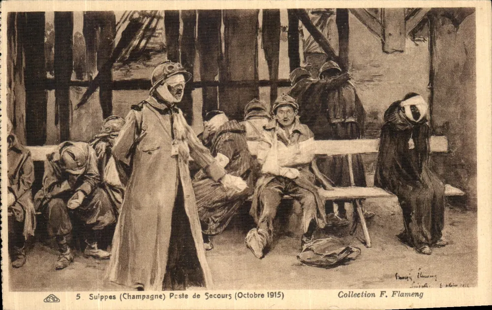 Sulippes (Champagne) - Posto de Socorro (Outubro 1915) — Francis Flameng - Frente