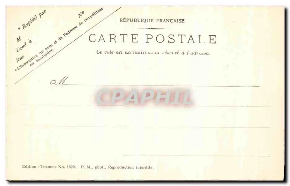 Paris (Efeito de Neve) — Parc Monceau — Le Petit Pont — Edição Trianon No. 1529 - Verso