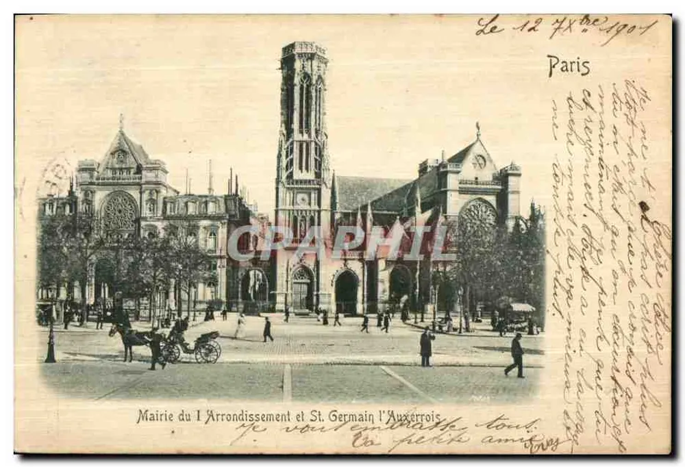 Rathaus des Bezirks und St. Germain l'Auxerrois — Paris — unbekannter Verlag - Vorderseite