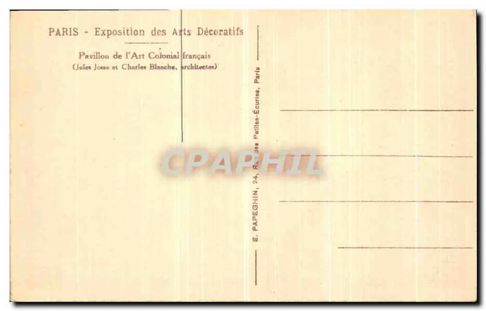Pavillon der französischen Kolonialkunst — Ausstellung der dekorativen Künste — Jules Josso und Charles Blanche, Architekten - Rückseite