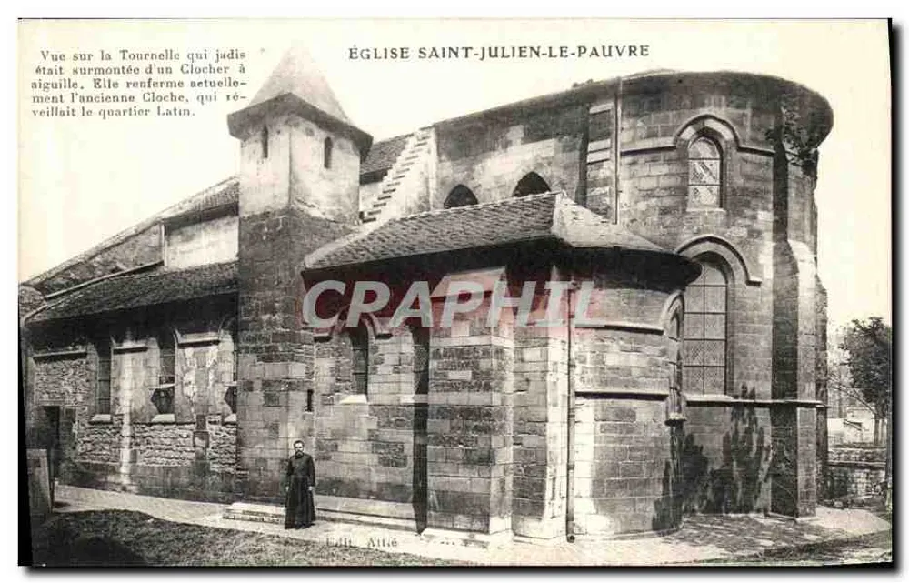 Kirche Saint-Julien-le-Pauvre — Ansicht der Tour de la Tournelle — Verleger Allé - Vorderseite