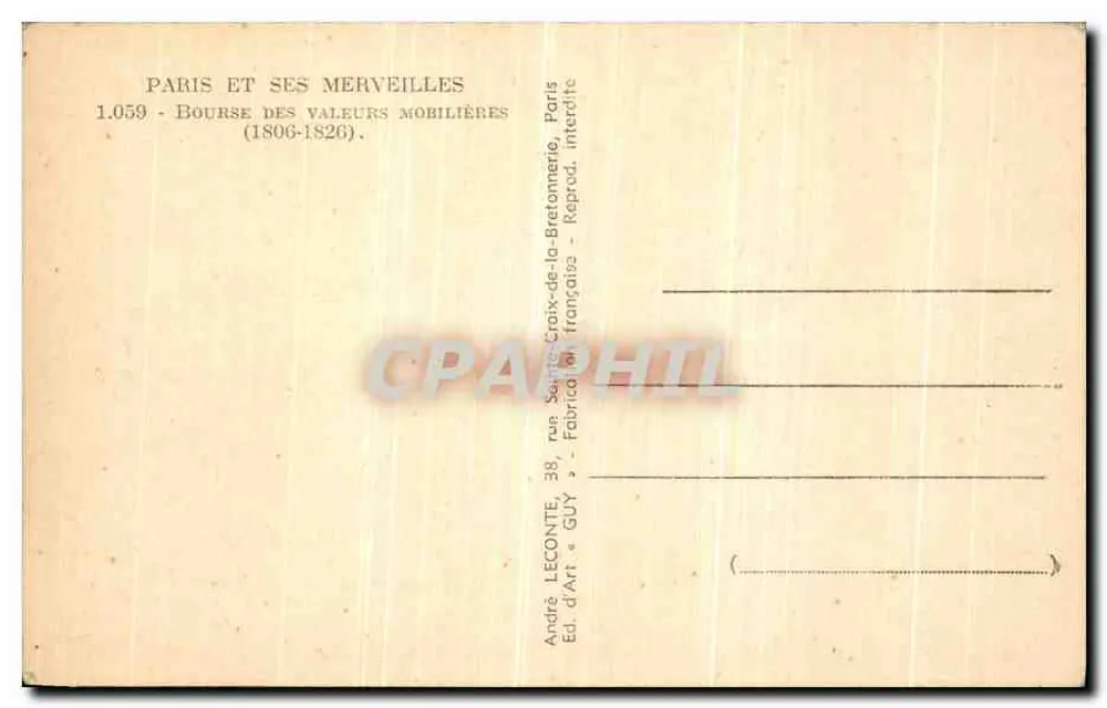 Börse — Paris — Verlag Guy - Rückseite