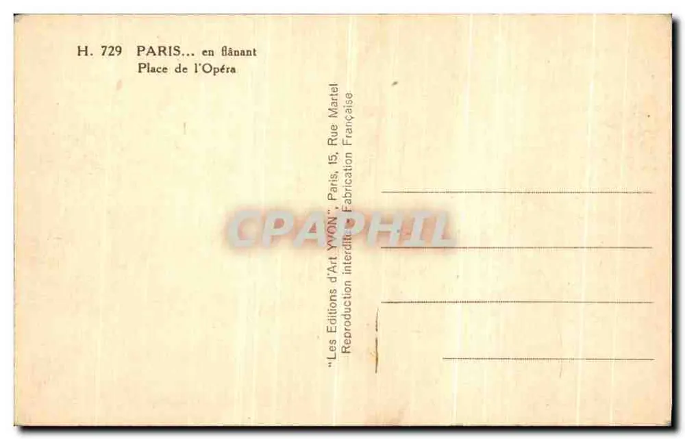 Place de l'Opéra — Paris — Editor: Les Éditions d'Art Martel - Verso