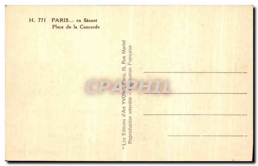 Place de la Concorde — vista panorâmica com obélisco e Torre Eiffel — Edições Yvonn - Verso