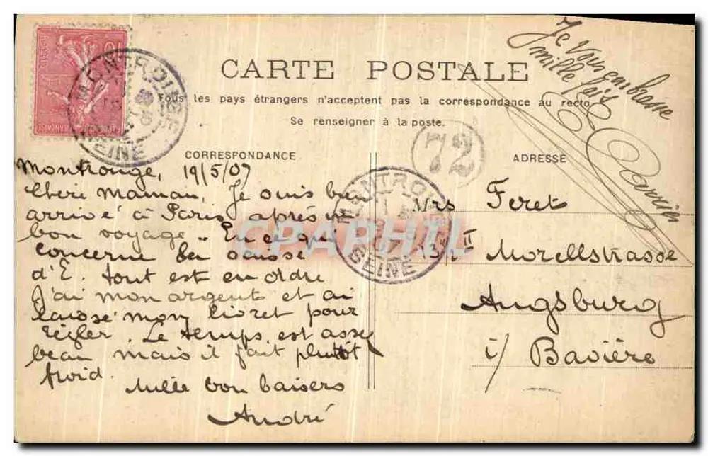 PARIS - Colunata do Louvre — editor não identificado, número de série não visível - Verso