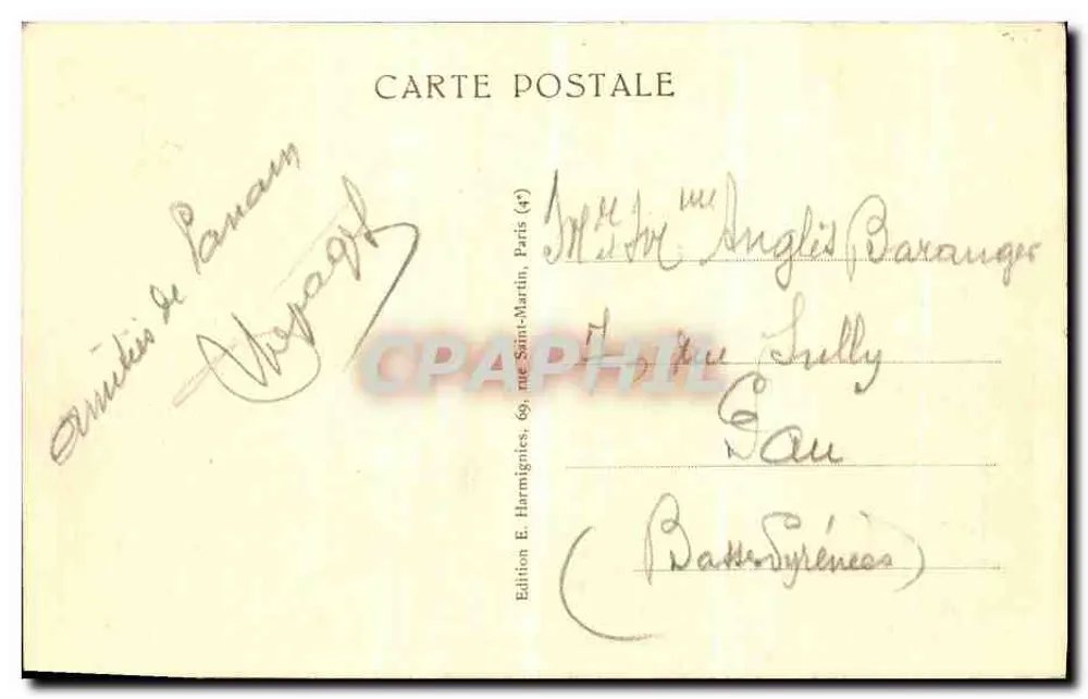 Paris — Arco do Triunfo do Carrousel — Editor E. Harmignies, n° 107 - Verso