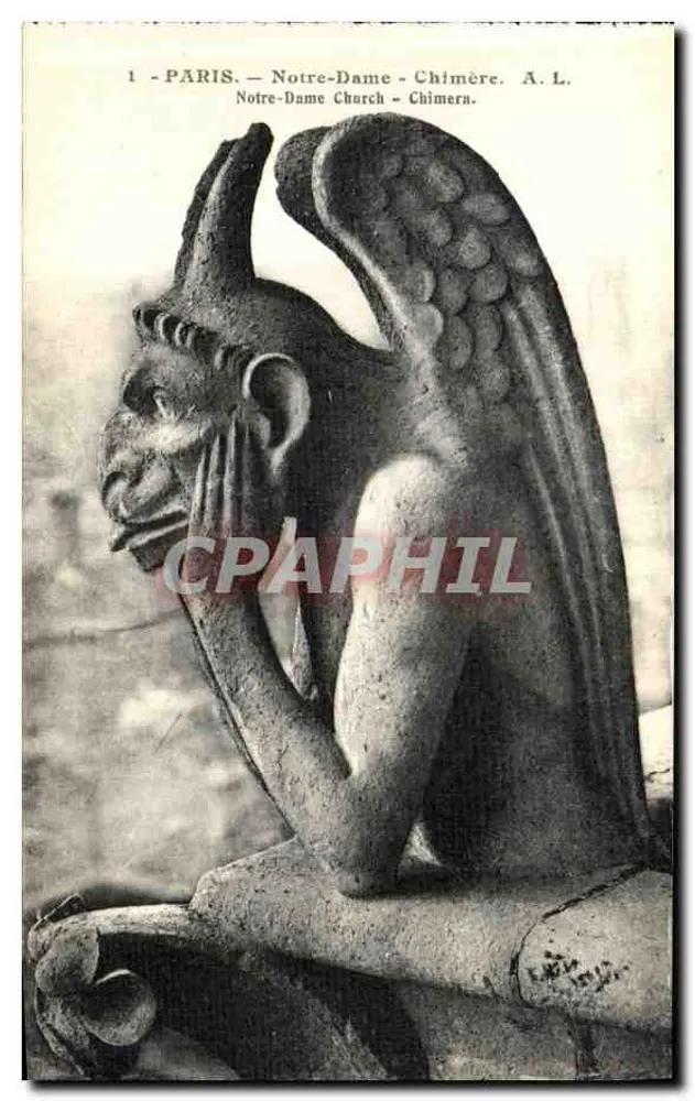 Paryż — Katedra Notre-Dame — Chiméra — A. L. - Awers