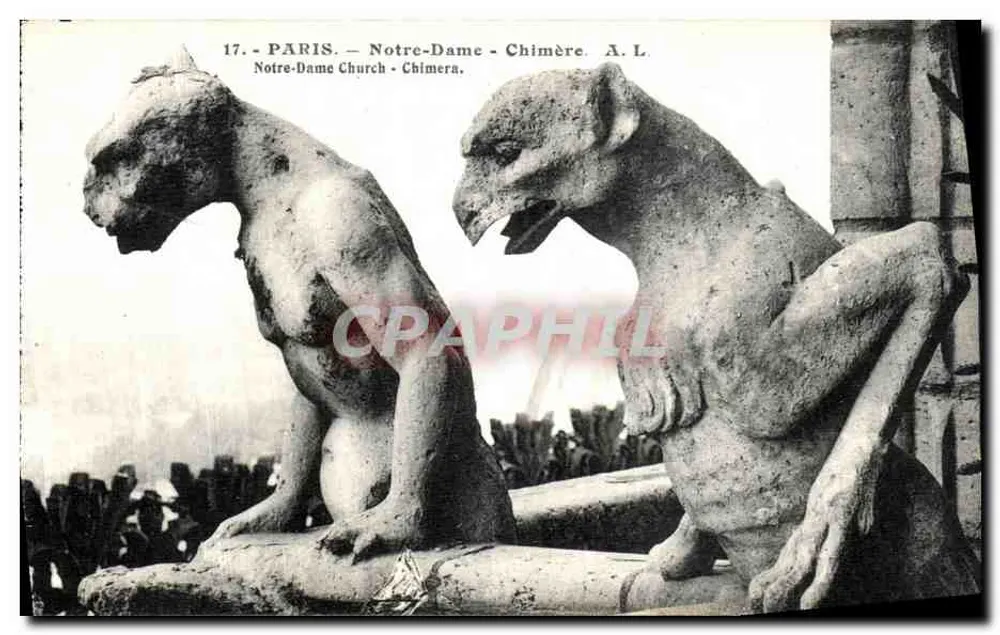 Paris - Notre-Dame - Chimères — A. L. n°17 - Frente