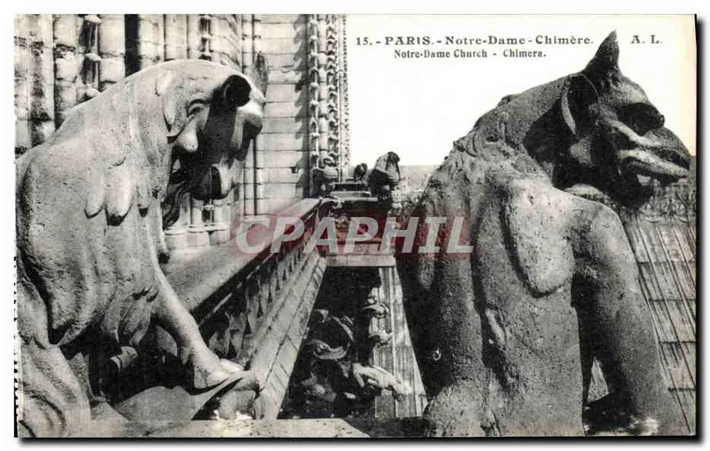 Paris - Notre-Dame - Chimères — A. L. — n°15 - Frente