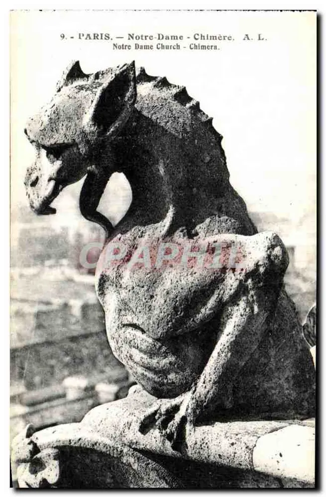 Paris - Catedral de Notre-Dame - Chimera - A. L. - Frente