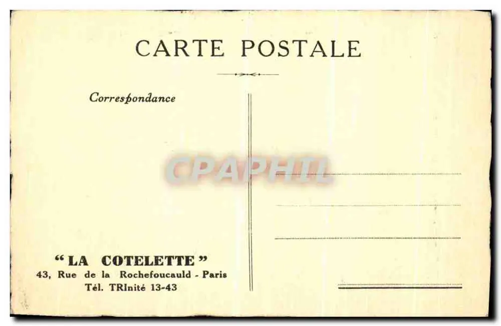 Intérieur de « La Cotelette » — restaurant parisien — éditeur « LA COTELETTE » - Verso
