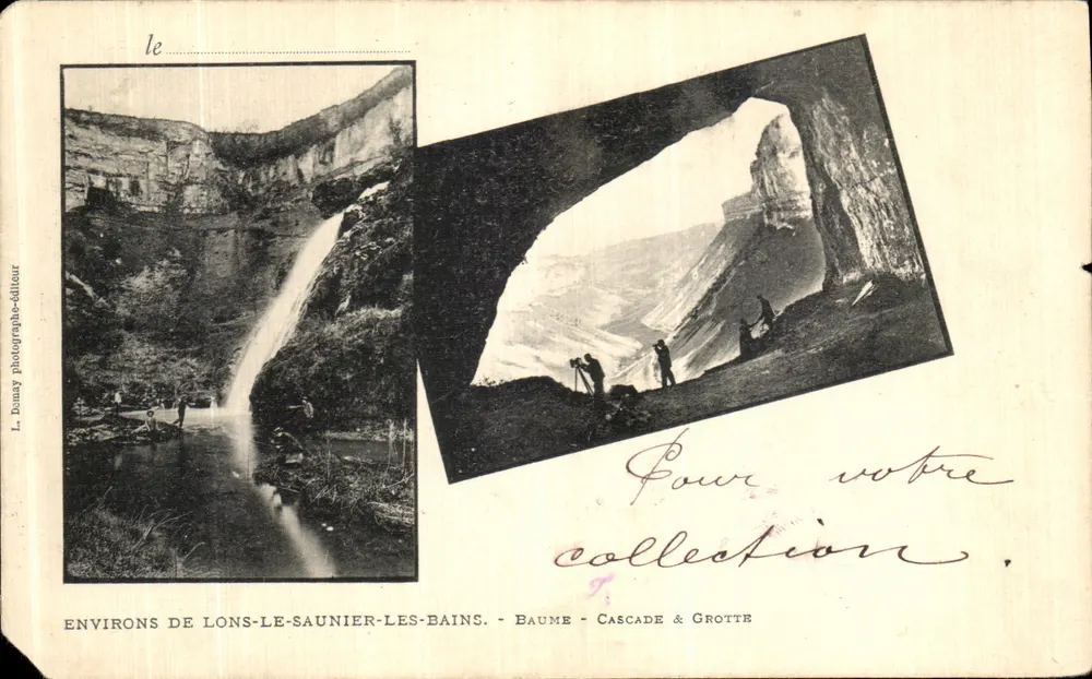 Alrededores de Lons-le-Saunier-les-Bains — Baume, Cascada y Grotta — L. Douay fotógrafo-editor - Anverso