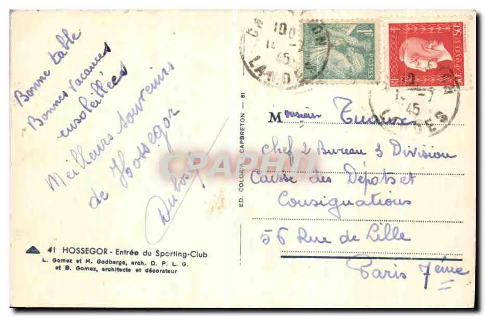 Hossegor - Invoer van het Sporting Club — uitgever ED. COLORIA, n° 41 - Achterkant