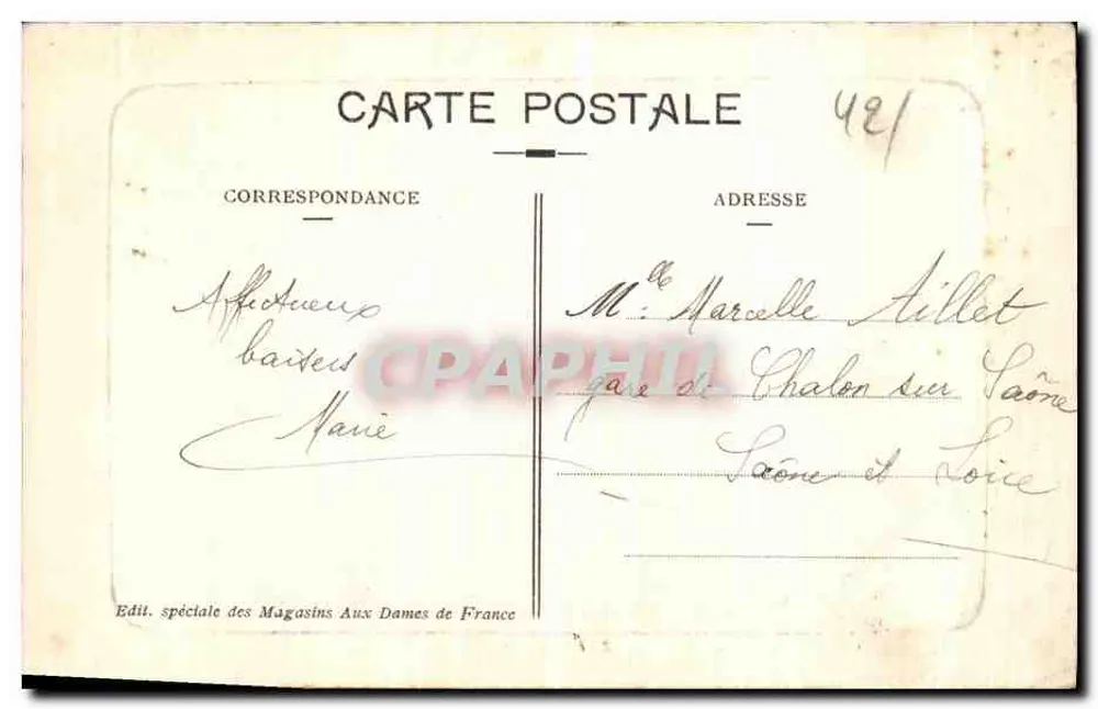 Roanne - Igreja de São Etienne — Editora especial dos Magasins Aux Dames de France, n°421 - Verso