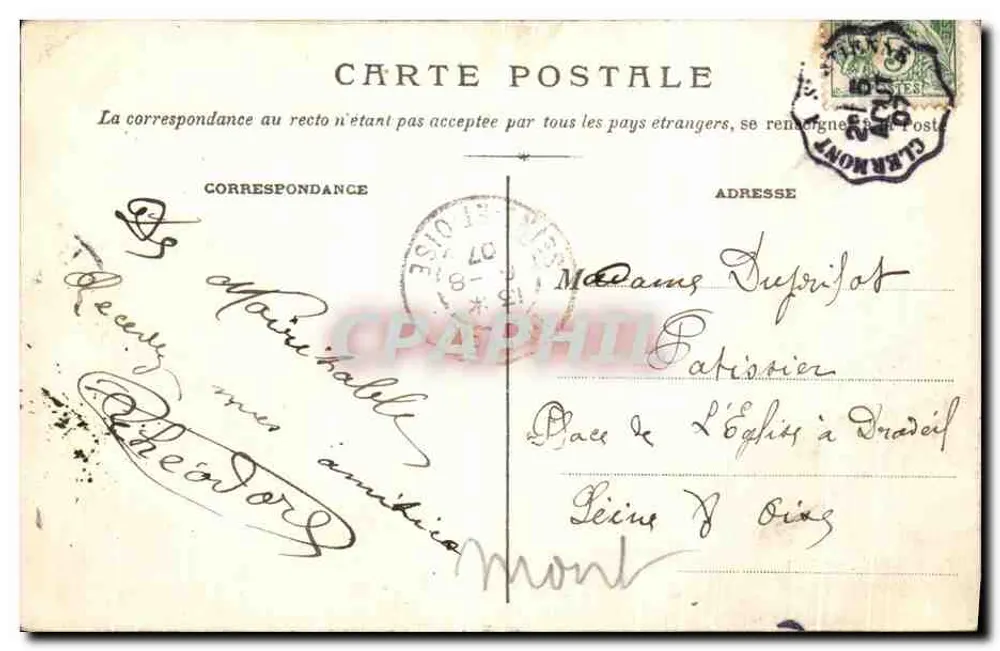 Vue geral de CERVIÈRES — G. Roiret édit. Noirétable - Verso