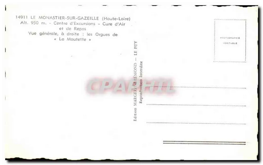 Monastier-sur-Gazeille — Vista geral e Órgãos de La Moutette — Edição Le Puy - Verso