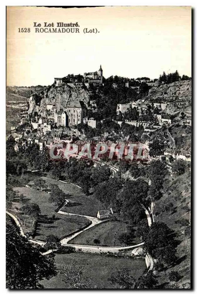 Rocamadour (Lot) — vista panorâmica do vilarejo elevado — Le Lot Illustré, n° 1528 - Frente