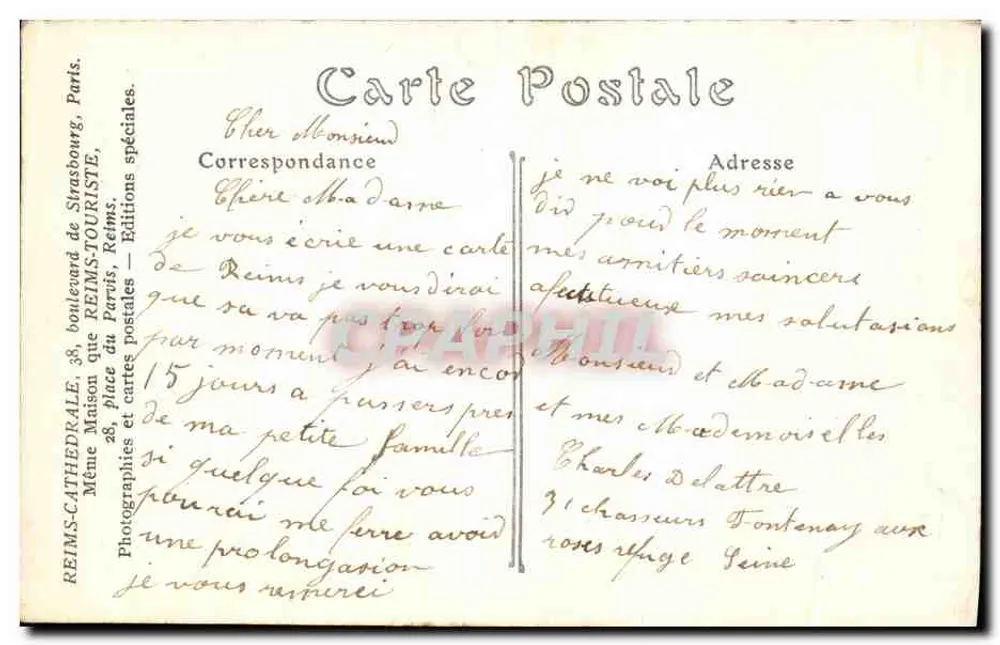 Feuer und Bombardement von REIMS — Nach dem Brand — Verlag Léon Doucet, Visé Paris N° 18 - Rückseite