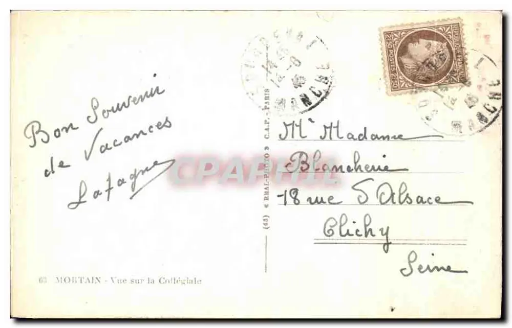 Mortain — Uitzicht op de Collegiata — C.A.P. (63) - Achterkant