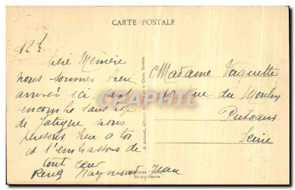 Mayenne - Quai da República — vista do rio com barco — editor Gaby, n°11 - Verso
