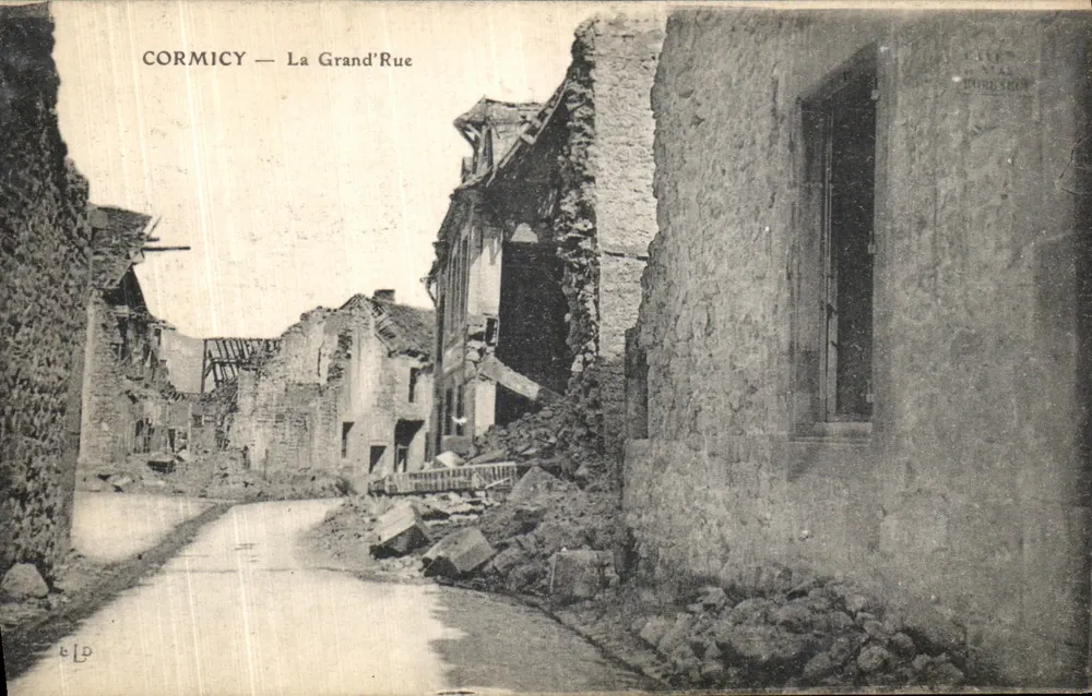 Cormicy — Die Grand'Rue — zerstört - Vorderseite
