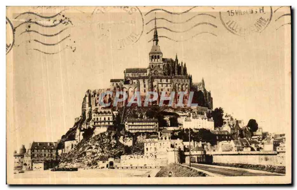 Mont Saint-Michel — vue panoramique du Mont à l'arrivée — Les Editions d'Art Vitré, Fougères - Frente