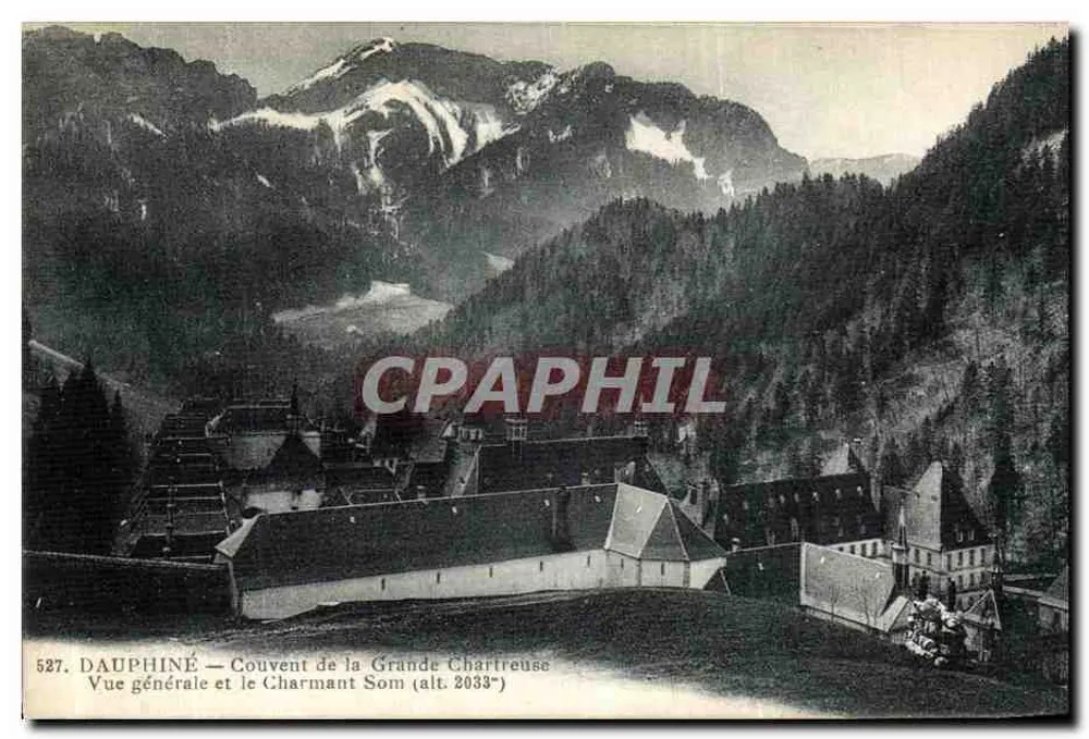 Dauphiné — Mosteiro da Grande Chartreuse — Vista geral e o Charmant Som (alt. 2033m) - Frente
