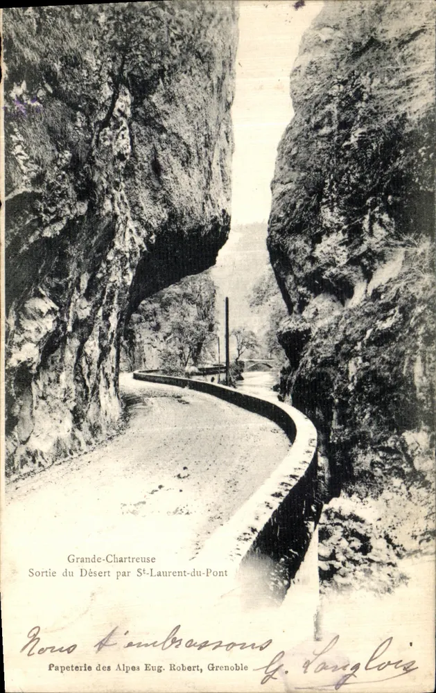 Ausgang aus dem Wüste über St-Laurent-du-Pont — Grande-Chartreuse — Papeterie des Alpes Eug. Robert, Grenoble - Vorderseite