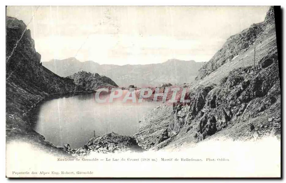 Umgebung von Grenoble — See Crozet (1938 m.) — Massiv Belledonne. Foto. Oddou, Grenoble - Vorderseite