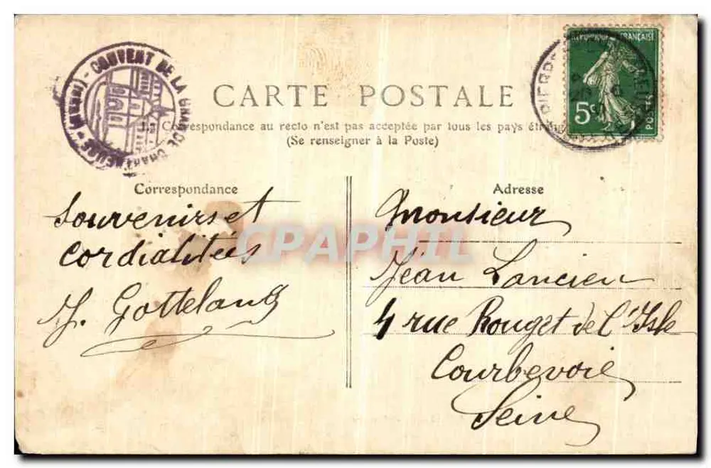 La GRANDE CHARTREUSE (Isère) — L'Entrée — éditeur non visible - Verso