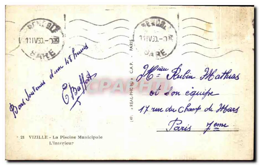 Vizille - Die Gemeindebad — Innenbereich — Verlag C.A.P. Nr. 21 - Rückseite