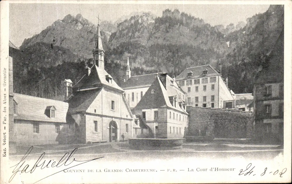 Convento da Grande Chartreuse — F.R. — A Cour d'Honneur — Ed. Robert, Grenoble - Frente