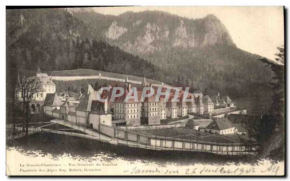 La Grande-Chartreuse — Vista Geral do Convento — Papeterie des Alpes, Bobert, Grenoble - Frente